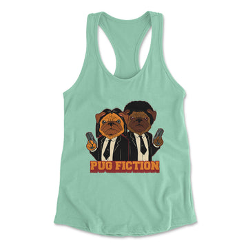 Pug Fiction Womens Racerback Tank in Mint color